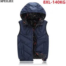 MFERLIER, мужские жилеты, теплые, с капюшоном, плюс, большой размер, для больших мужчин, спортивная одежда, 7XL, 8XL, хипстерские, зимние, теплые, толстые, жилеты, камуфляжный жилет, 50