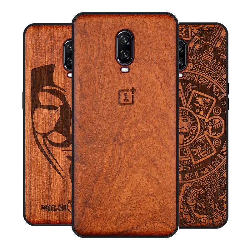 Резной розовый деревянный чехол для телефона Oneplus 6T цветок деревянный Oneplus One Plus 6T чехол 1+ 6T 6,41"