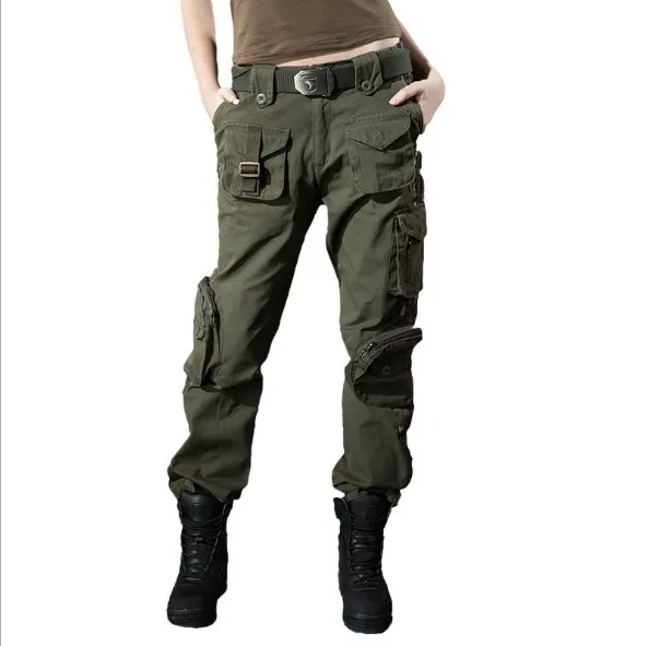 Buy Military Style Woman Cotton Cargo Pants Camouflage