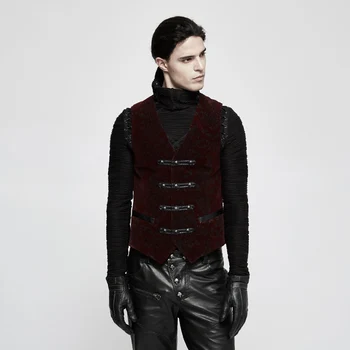 

Punk Rave Men's Gothic Vest Printing Evening Party Vintage Floral Stage Performance Waistcoat