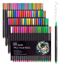 80 цветов, Набор цветных ручек 0,4 мм, тонкие карандаши для рисования, окрашивающие маркеры с мелкими точками для ежедневника