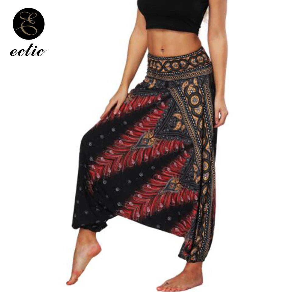 

Harem Pants Elastic Waist Ethnic Leggings Flare Geometric Print Leggings High Waist Women Boho Bohemia Wide Leg Leggings Loose