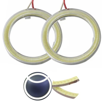 

Super Bright!! 1Pair COB 80MM Car Led Headlight Car Angel Eye Auto Halo Ring Warning Lamps with Cover Lampshades Bright COB Chip