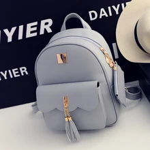 2016 Fashion Women Backpack Pu Shoulder Bags Preppy Fashion Casual Style Lady Black Schoolbags Pure Color Packbag Girls Bolsa