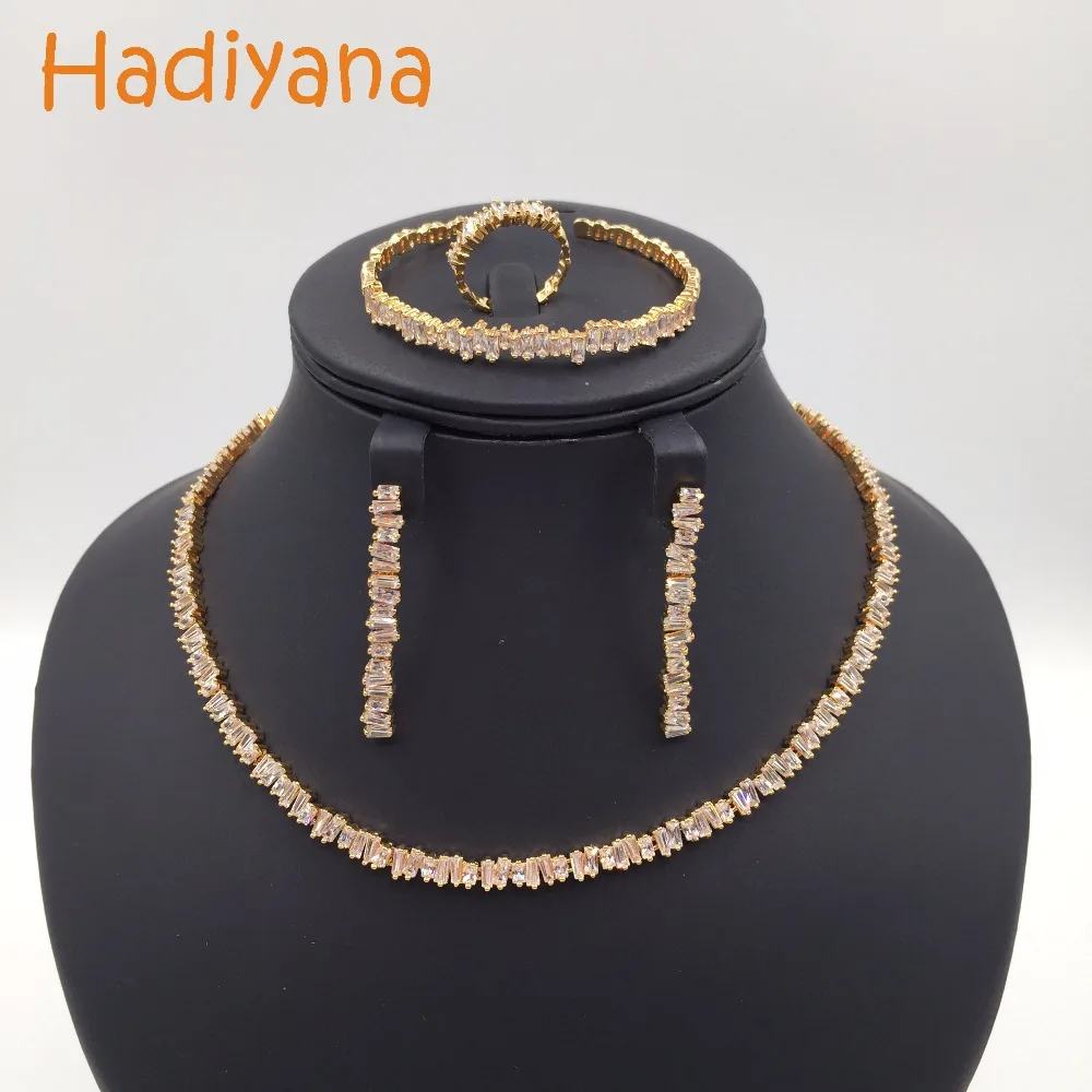 Hadiyana Sparking Pave кубический циркон Свадебный набор Высокое качество Кристалл 4 шт
