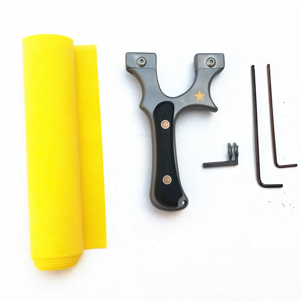 

Top titanium alloy Flat natural rubber belt. Sporting a slingshot Limited-edition projectors All titanium G10 patch