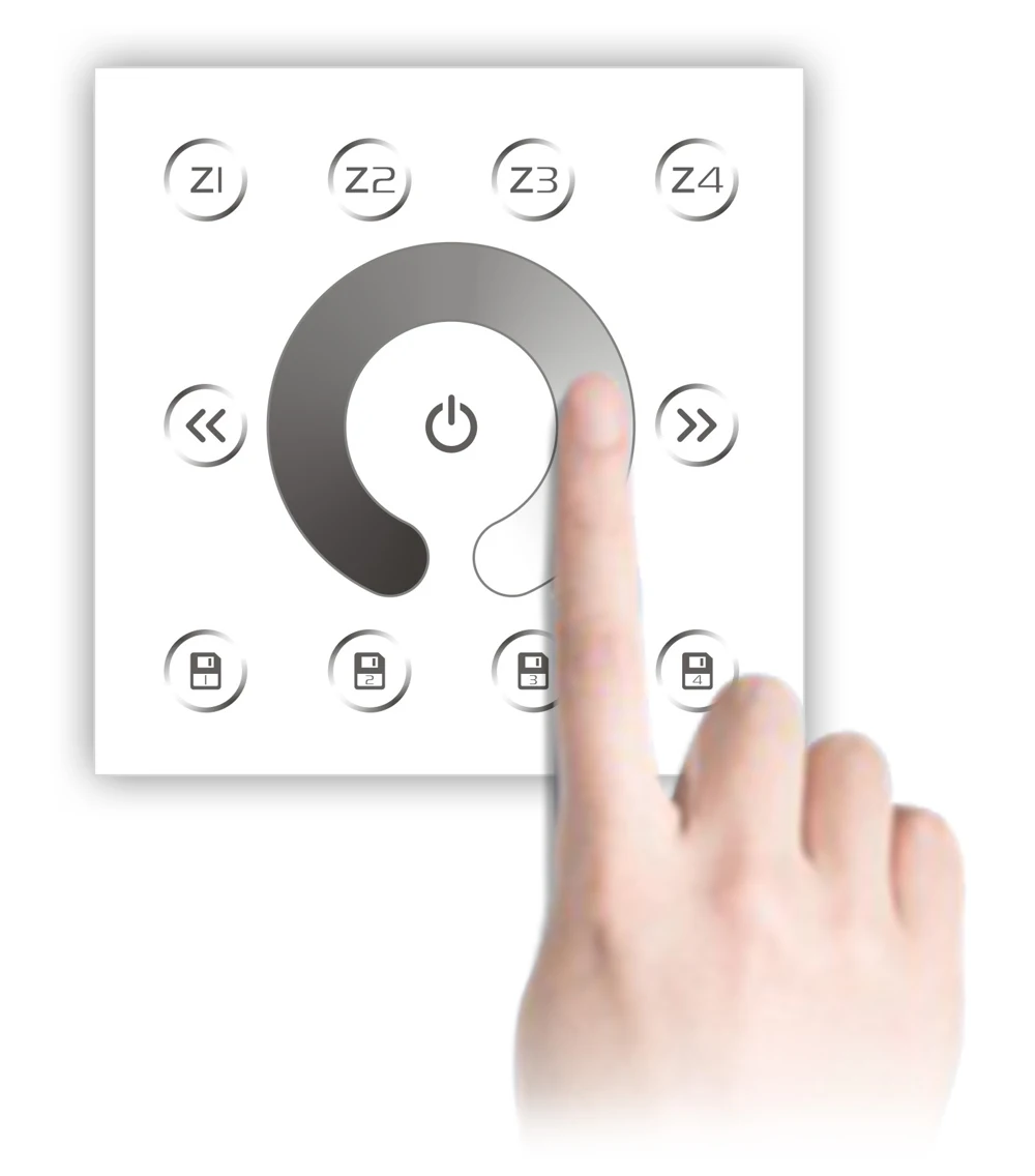 AC85V 265V DMX Wall Controller Touch Panel Dimmer Wall mounted 4 zones Control Single Color LED