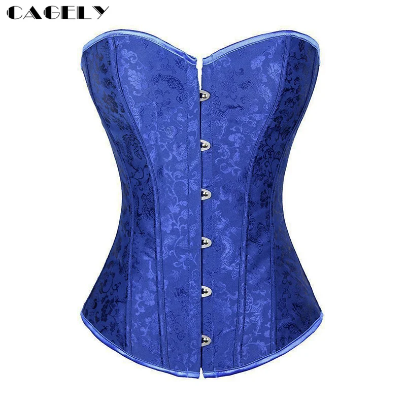 

Navy Blue Dobby Corset Top Floral Brocade Lace Up Bustier Sexy Body Slimming Clothes Shapewear Underwear Fancy Party Outfits
