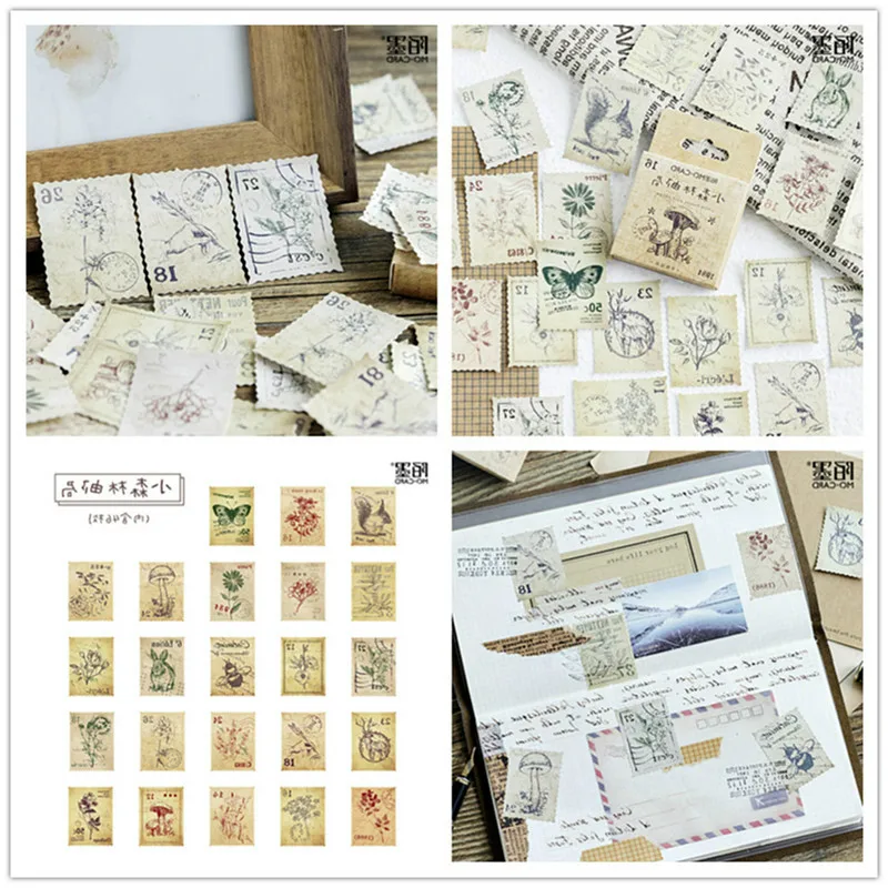 

45Pcs/set lovely notebook cute postage stamp pattern planner Halloween Decoration school supplies stationery
