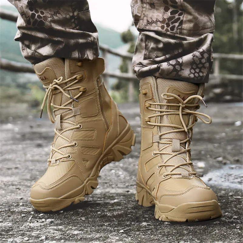

Outdoor military boots combat boots hiking shoes military tactical boots desert ankle boots climbing large size 39-47