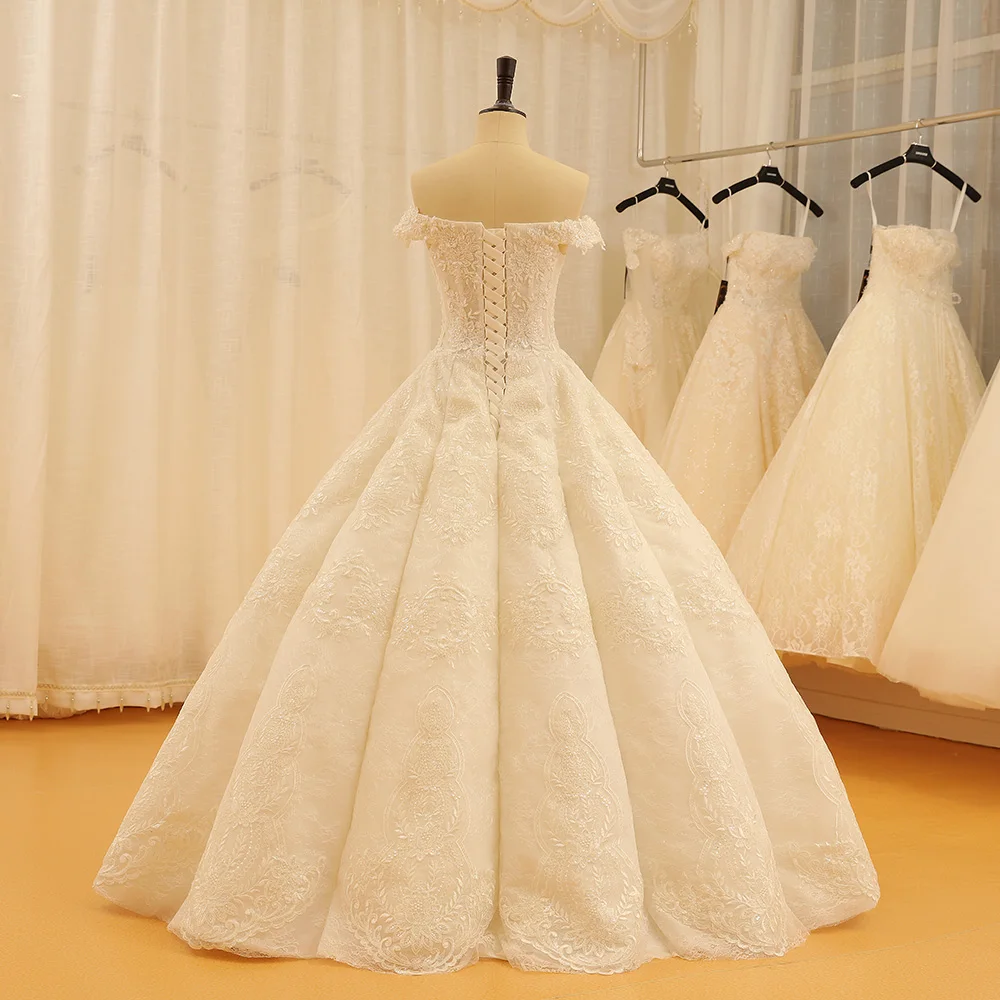 SL-335 Abiti da sposa bohémien personalizzati Abiti da ballo Abiti da sposa Abito da sposa Boho musulmano di lusso con perline 2018 con maniche - immagine 2