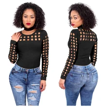 IMC Women Sexy Harajuku T Shirt Women Clothing Long Sleeve Hollow Out Backless Tops Tee Tshirts Women’s t-shirt(BLACK,S/US~4-