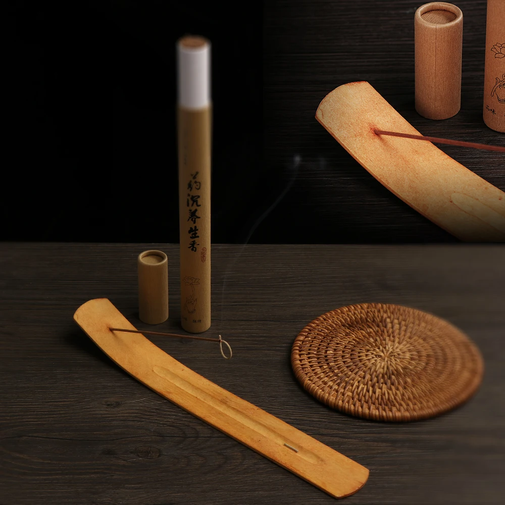 

1PC Elegant Natural Plain Wooden Incense Burner Stick Incense Ash Board Aromatherapy Ash Catcher Holder Home Decor