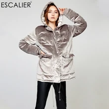 Женский пуховик Escalier, серый вельветовый светильник с глубокими карманами, для отдыха, с капюшоном, супер теплый, удобный, тонкое мастерство