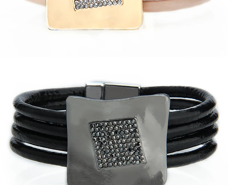 ZG Многослойные браслеты с драгоценным камнем для женщин, хит, подарок, магнитная пряжка, кожаные стразы, браслеты