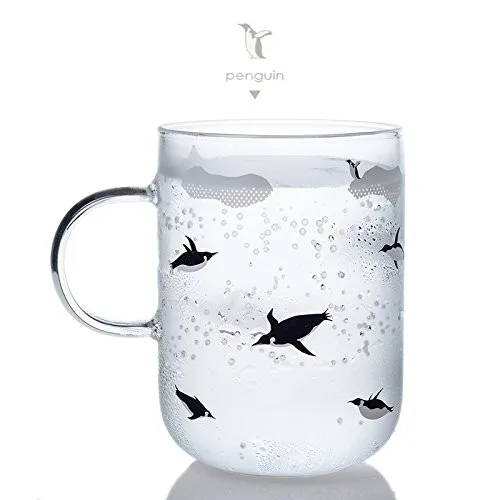 Penguin Glass Milk Tea Coffee Mug,super cute cup Best Gift For morning drink,and weddings, birthdays,Valentine's Day04