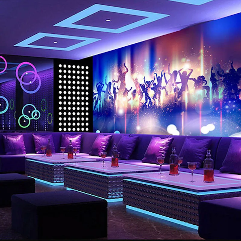 

Custom 3D Print DIY Fabric Textile Wallcoverings For Walls Cloth Murals Matt Silk KTV Fantasty Music Commerce People Starlight