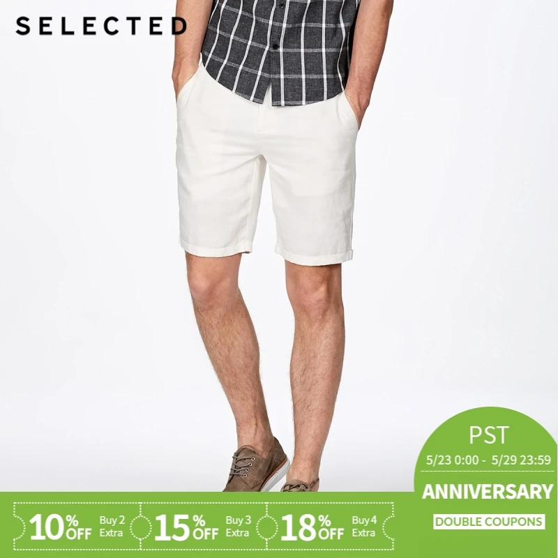 

SELECTED Pure color flax business leisure shorts S|4182SH512