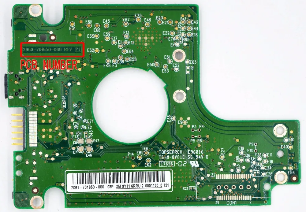 Número da Placa de Circuito do Disco Rígido de Wd3200bmvv Western Digital: 2060701650000 Rev p1 2060 701650 000 Vara: 2061-701650-000 - Imagem 2