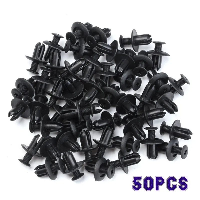 50 PCS Black Plastic Automotive Rivet Car Clip Fastener Fender Bumper