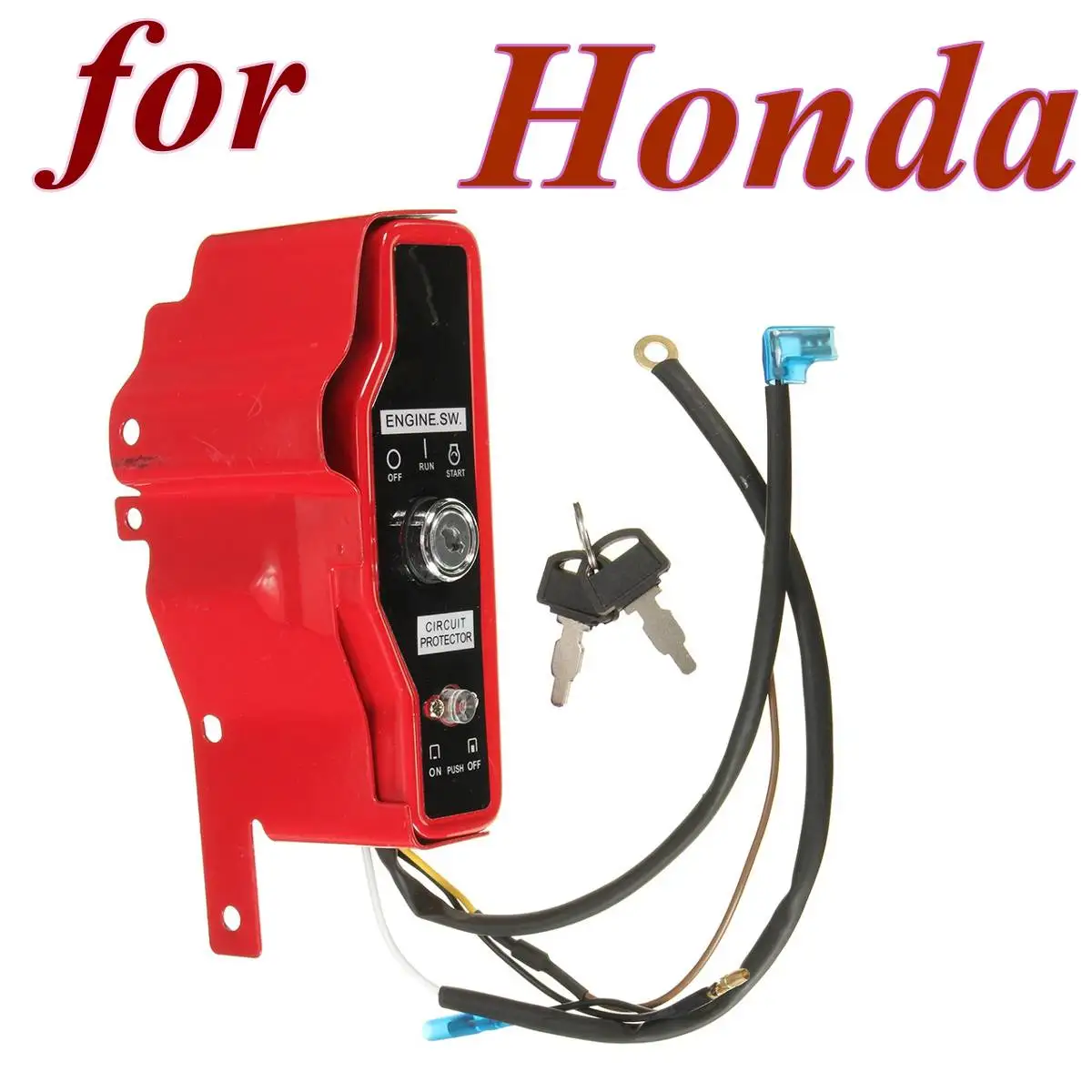 

1 set New Key Ignition Switch Box Electric Ignition Switch with 2 Key Panel for Honda GX340 GX390 11HP 13HP Engine Red Color