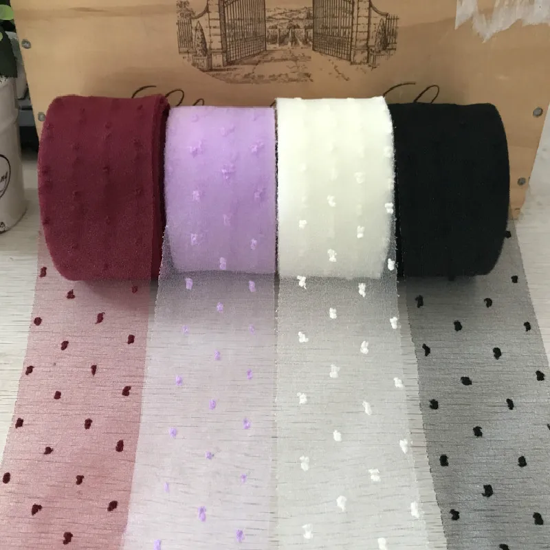 

(25meters/lot) 60mm Seersucker Ribbon Snow Organza Ribbon Mini Trim Pom Pom Handmade Cloth DIY Hair Bow & Sewing Accessories