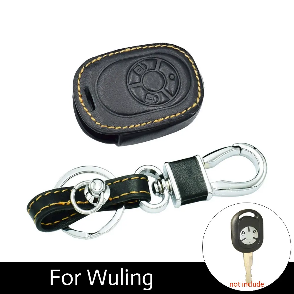 

ATOBABI Genuine Leather Car Key Cover Cases For GSMW Wuling HongGuang 3 Buttons keys Auto Car Key Controller Cases Car Styling