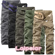 2018 New Men Cargo Pants big pockets decoration mens Casual trousers easy wash autumn army green pants male trousers size 40 men pockets decoration pants