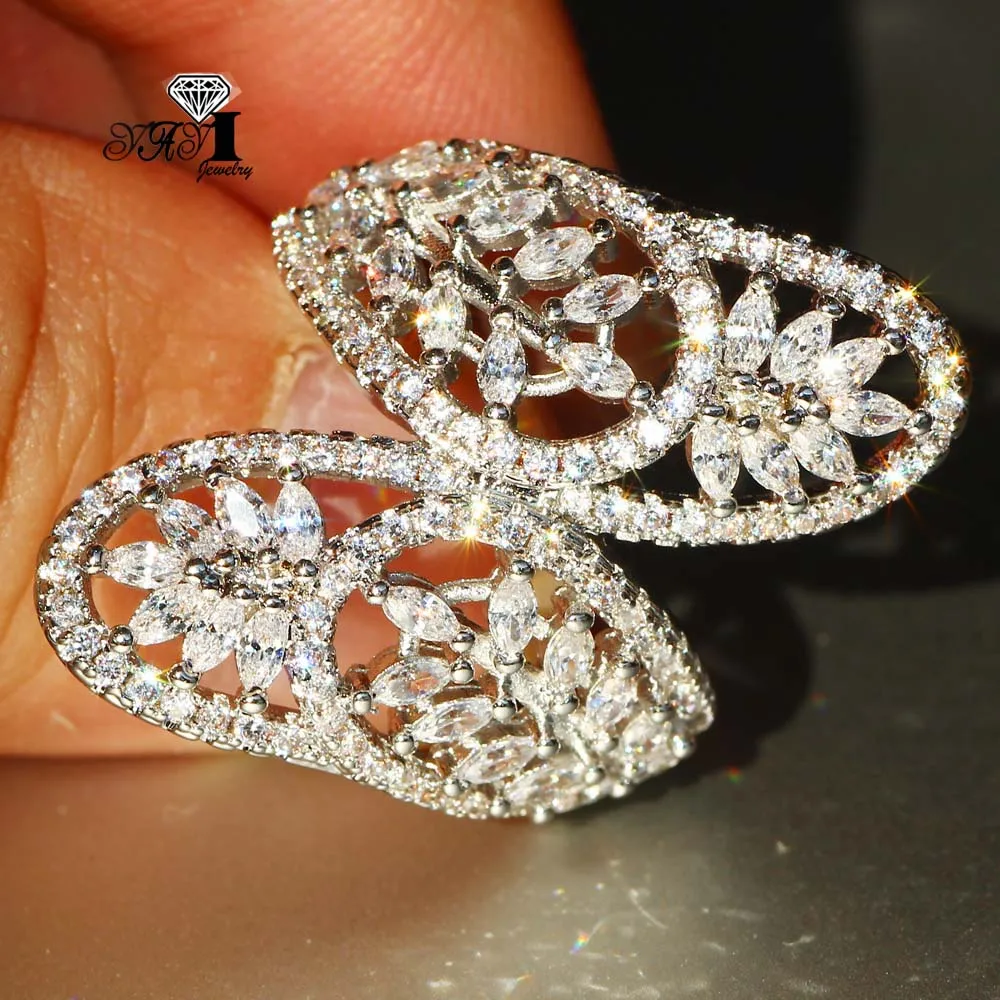

YaYI Jewelry Princess Cut 7.6 CT White Zircon Silver Color Engagement Rings wedding Heart Rings Girls Party ring Gifts 900