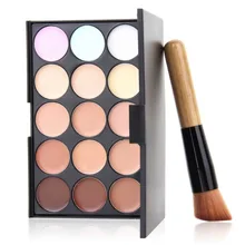15Color Concealer Foundation Highlighter Facial Face Cream Care Camouflage Makeup Palettes with Liquid Foundation Make up Brush
