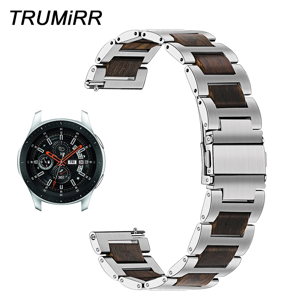 Ремешок для часов TRUMiRR из натурального дерева и нержавеющей стали Samsung Galaxy Watch 46