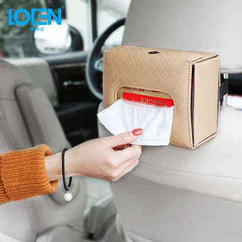 

LOEN 1* Car Organizer Hanging Foldable Car Tissue Holder Box for Cars Seat/ Sun Visor/ Armrest Beige/Black/Brown Universal