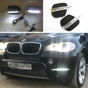 

2PCs/set LED DRL Daylight For BMW X5 E70 2011 2012 2013 Daytime Running Lights Daylight Car LED Fog head Lamp cove