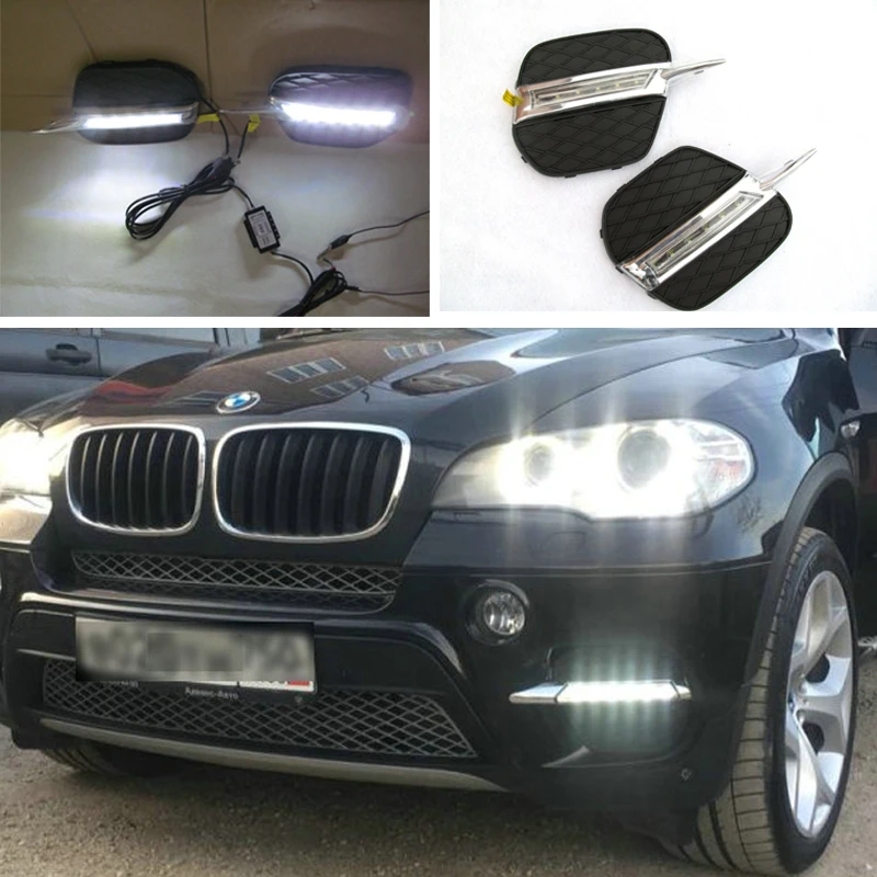 

Car Flashing 2PCs/set LED DRL Daylight For BMW X5 E70 2011 2012 2013 Daytime Running Lights Daylight Car LED Fog head Lamp cove