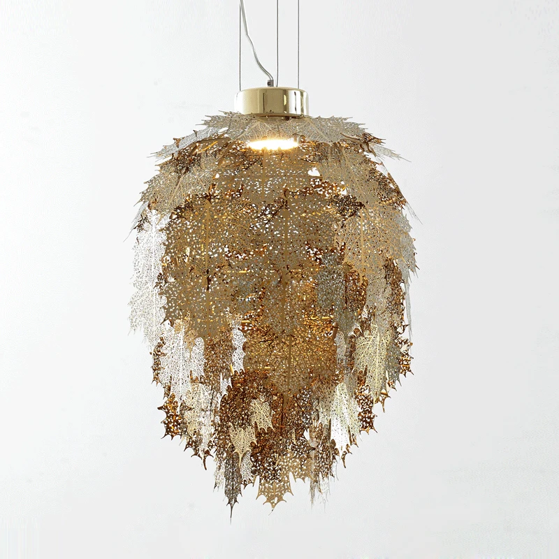 Online Get Cheap Leaf Lamp Shade -Aliexpress.com Alibaba Group Kung Modern etching stainless leaves led Pendant light gold silvers led lamp shade with leaves shade drop ligh decoration - Online Get Cheap Leaf Lamp Shade -Aliexpress.com Alibaba Group