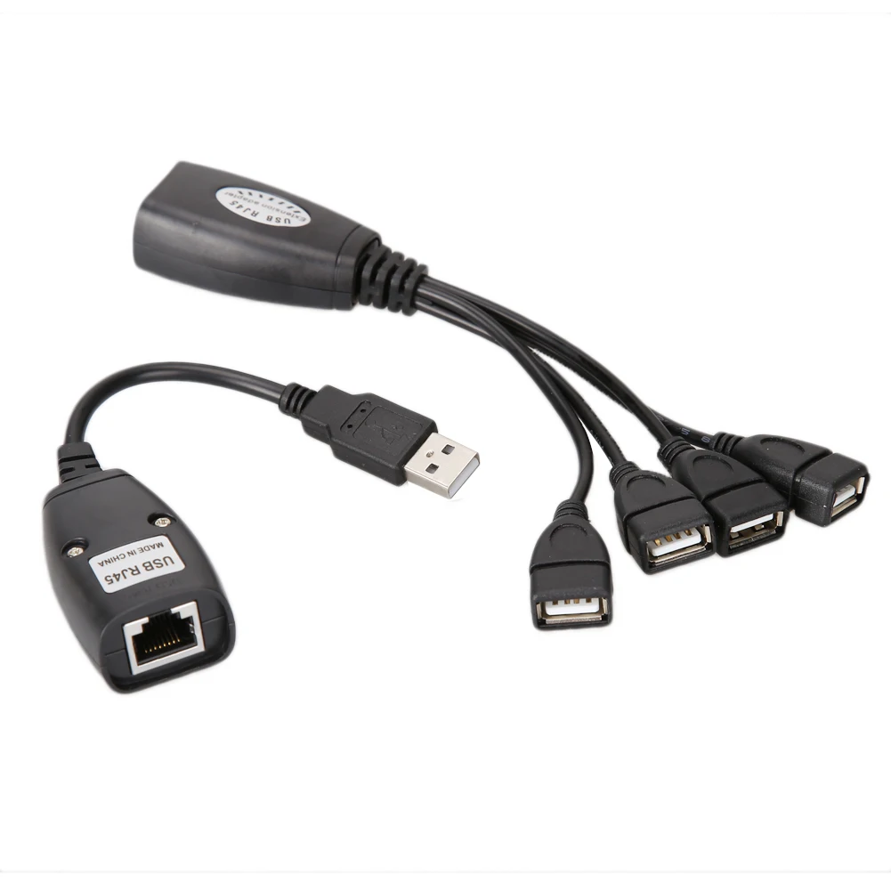 

ALLOYSEED 1 Set USB Ethernet RJ45 To 4 USB2.0 Adapter Extender LAN Network Cat5/Cat5e/Cat6 Extension Data Cable For Computer