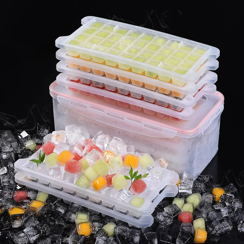 

Homemade frozen ice box mold with cover household refrigerator make lattice abrasive ice box