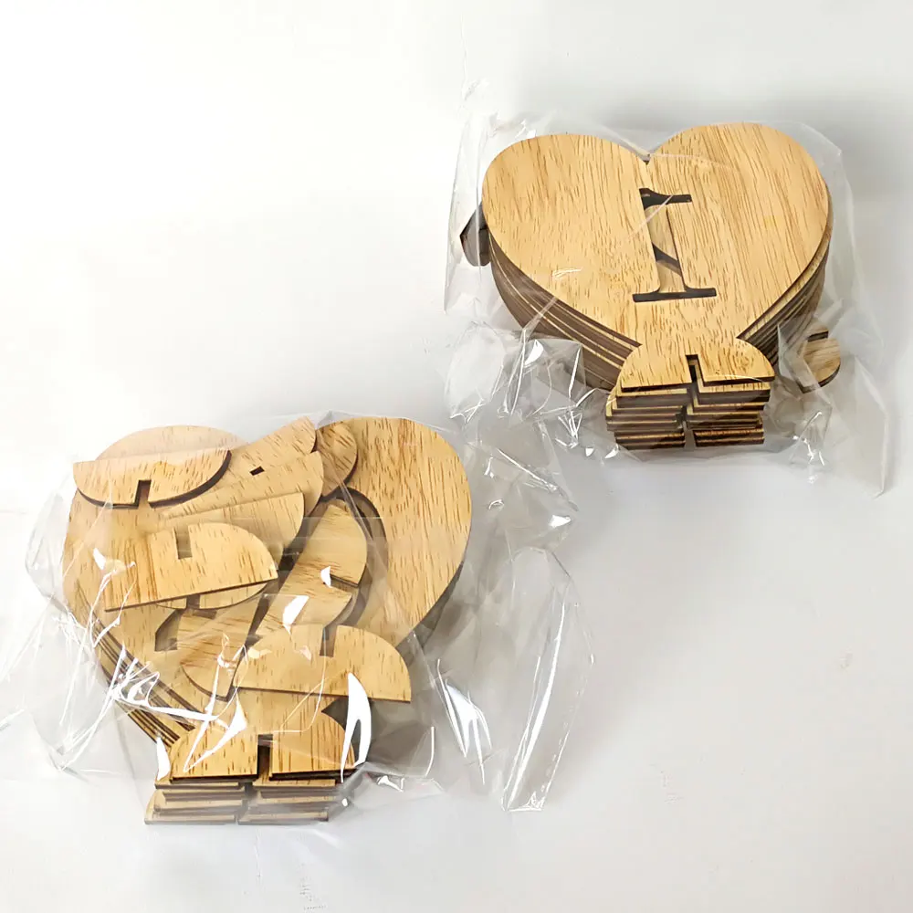 مقعد بطاقة خشبية الزفاف بطاقات الجدول 1-20 20 قطعة القلب شكل مطعم الإبداعية مأدبة ديكور عيد ميلاد خزانة قطرة مجانا