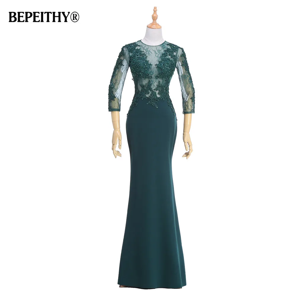 

Real Photo Robe De Soiree O Neck Mermaid Long Evening Dress Party Elegant Vestido De Festa Mother of Bride Dresses