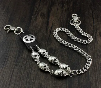 

Cool Mens Skull Head Star Tag Metal Heavy Wallet Jeans Chain t01