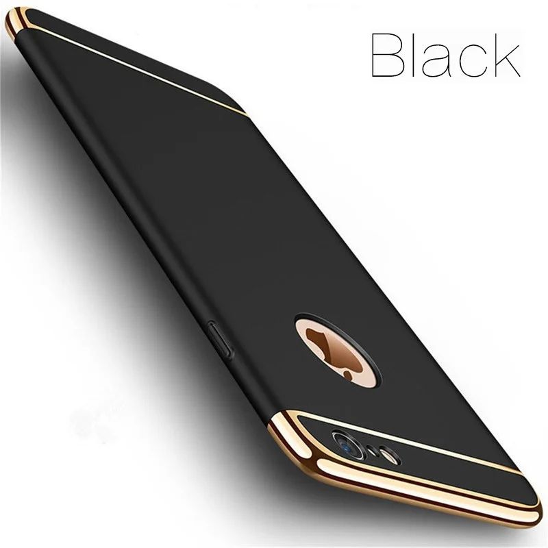Funda dura dorada de lujo para iPhone 7 6 6 s 5 5S SE X cubierta trasera Xs Max XR extraíble funda 3 en 1 para iPhone 8, 7, 6, 6 s Plus