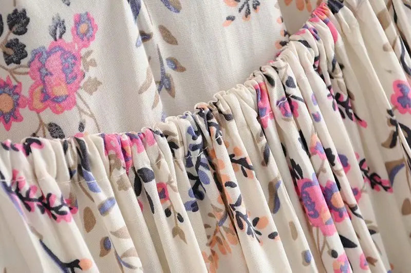 Elegant Floral Print Asymmetrical Backless Boho Beach Dress