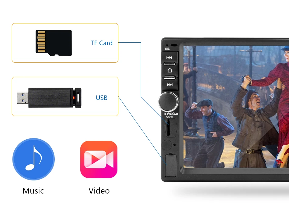 Sale Vtopek 7" dual din FM radio car radio Android multimedia control system rear camera TF Card  Touch Screen GPS 12V Universal 11