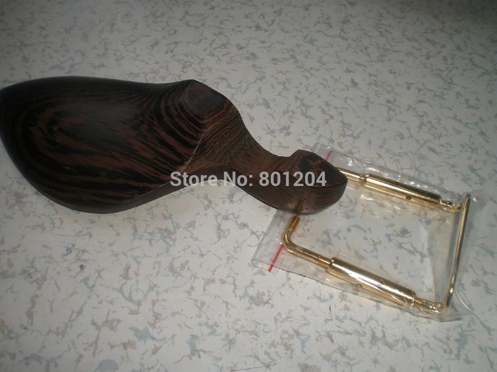 

6 PCs Violin Chin rest 4/4 with 6 PCs Gold color chin rest clamp Wenge wood part without chin rest holes
