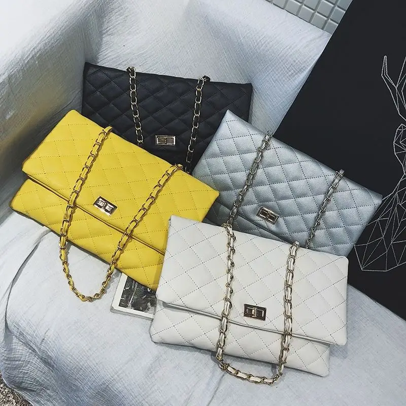 

Youbroer Fashionable Big Bag Female Cross-body Ling Case Chain Takes Big Envelope Bags One Shoulder Diamond Lattice