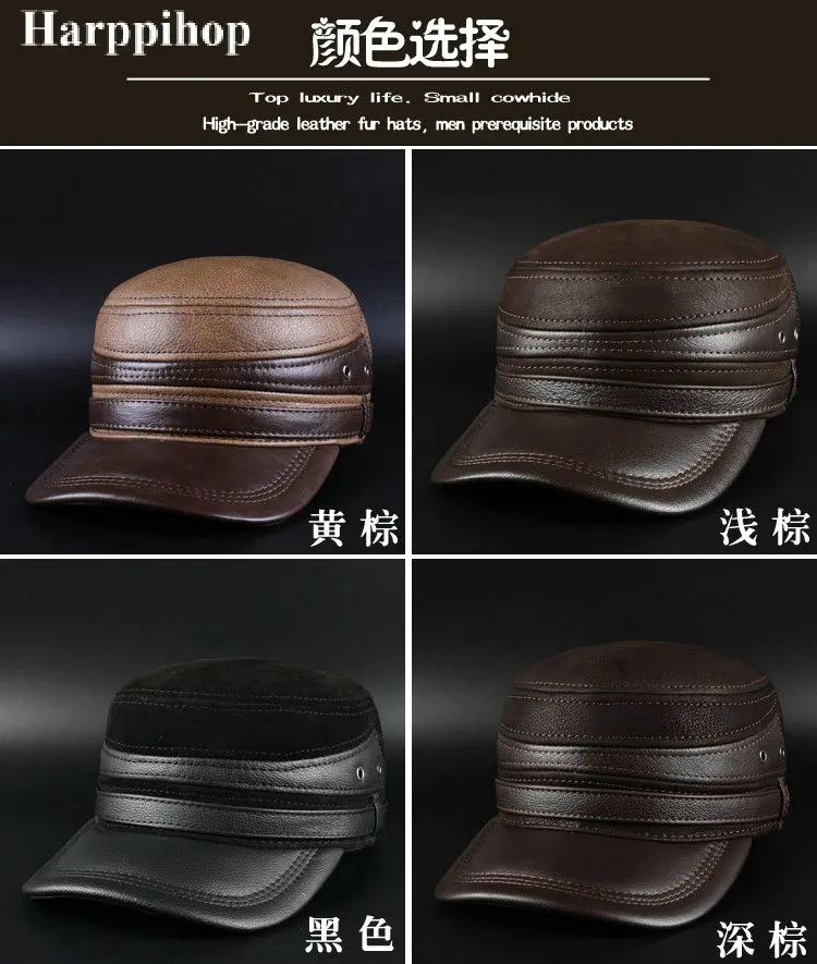 Новая Корейская мужская Кожаная шапка мужская зимняя теплая шапка плоская шапка
