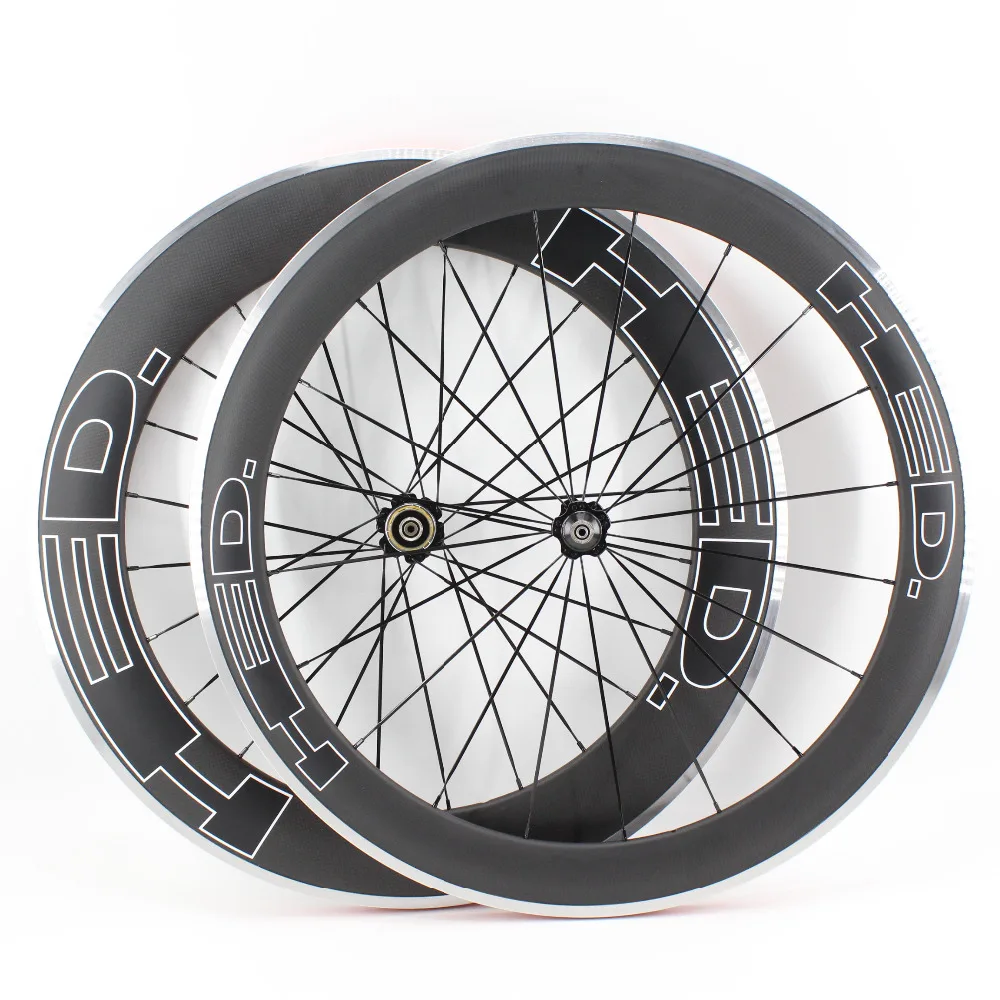 Новейшие 700C передние 60 мм задние 80 мм клинчер диски дорожный велосипед матовый 3 к углеродный велосипед колесная с легированной тормозной поверхностью