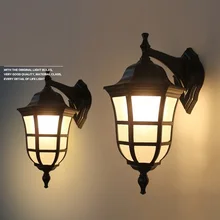 Американский Винтаж настенный светильник светодиодный наружный настенный светильник освещения Ip65 Водонепроницаемый садовый настенный фонарь настенные светильники Утюг Стекло Светильники для крыльца