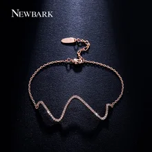 NEWBARK Adjustable Fashion Bracelet W Letter Paved CZ Rose And White Gold Plated Bracelets For Women Party Jewelry