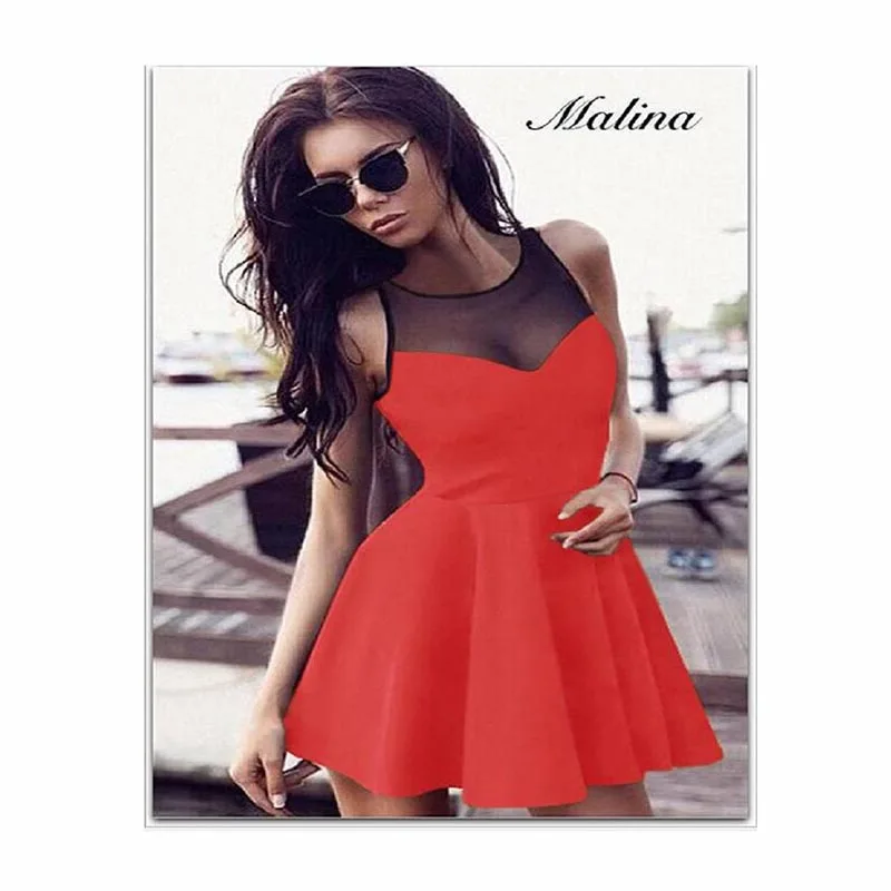 

Summer Dress 2019 Solid Color Sleeveless Stitching Sexy Lace Dress Beach Dress Black Frocks Plus Size Frocks For Women